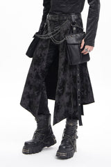 Black Chain Rivet Buckle Men's Gothic Skirt - Product - 3