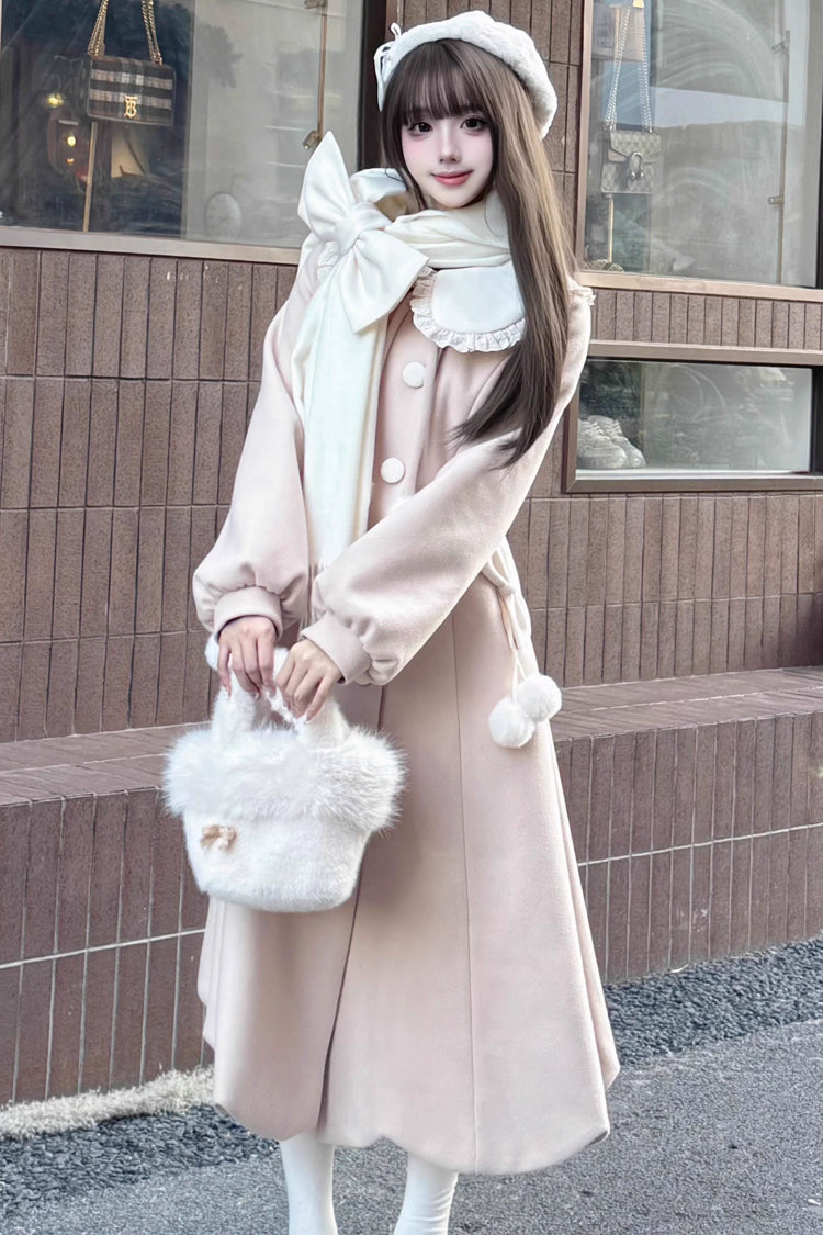 [Winter Sonata] Long Sleeves Bowknot Sweet Elegant Lolita Long Coat 2 Colors - Product - 5