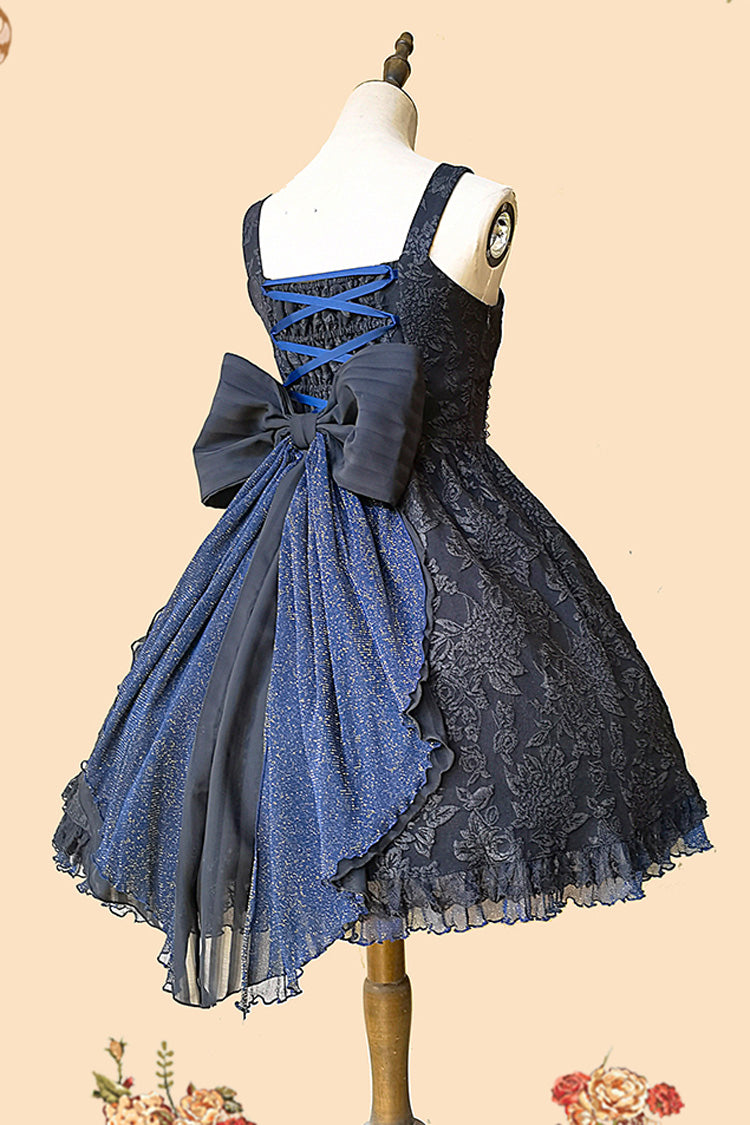 Black/Blue Ruffle Cardigan Bowknot Lace Classic Lolita Dress - Product - 11