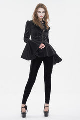 Black Ruffled Collar Flared Sleeved Women's Gothic Jacket - Product - 2