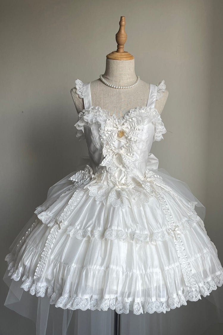 ホワイト [Sweetheart Splolita] フリル リボン レースアップ スウィートロリータ スカートセット 商品画像