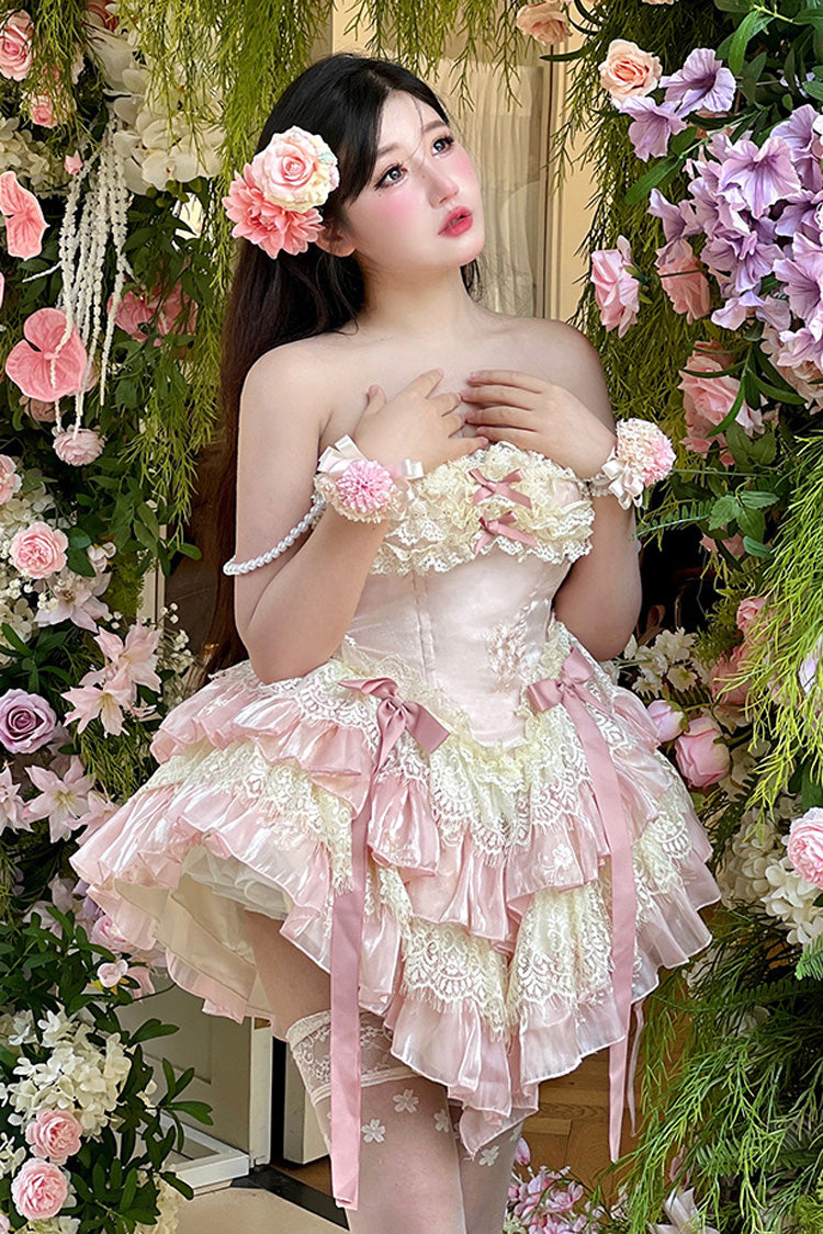 Dream of Love Multi-Layered Ruffle Bowknot Lace Sweet Lolita Dress 2 Colors - Product - 8