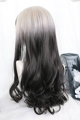 White /Black Gradient Long Curly Classic Lolita Wig - Product - 5