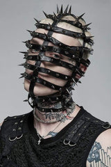 Black Cross Rivet Metal Cone Men's Steampunk Mask - Product - 3