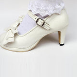White Pearl Bowknot High Heel Classic Lolita Shoes - Product - 4