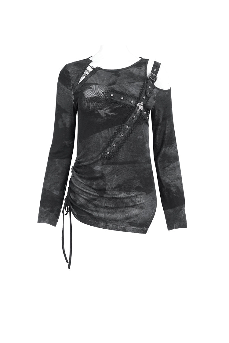 Black Long Sleeves Print Womens Steampunk Blouse - Product - 7