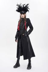 Black Stand Collar Long Sleeves Buckle Chain Women's Punk Jacket - Product - 7