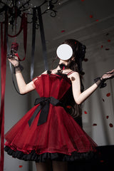 Wine Red [Eternal Night Bouquet] Sleeveless Ruffle Bowknot Sweet Princess Lolita Dress - Product - 6