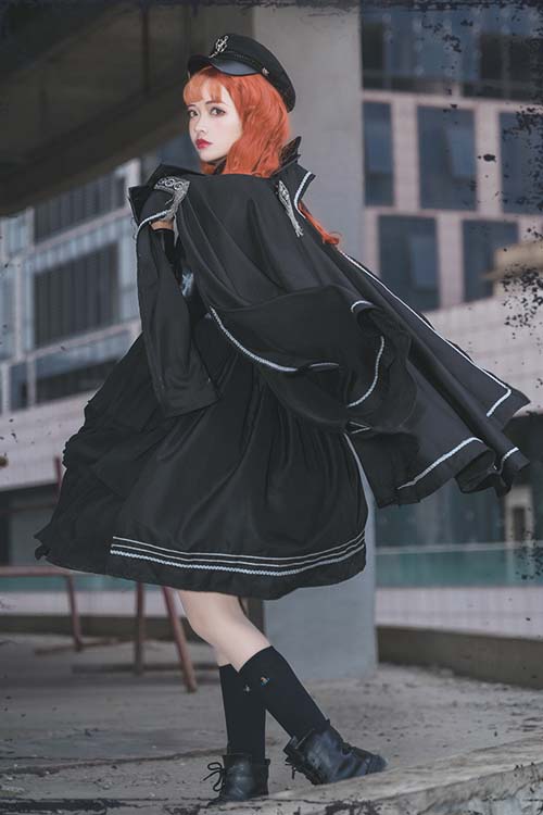 Black Night Owl Handsome Cool Gothic Lolita JSK Dress - Product - 8