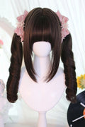 Parrucca Twintail Sweet Tea Cool Brown Sweet Lolita con riccioli romani vista frontale