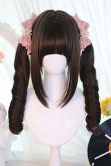 Sweet Tea Cool Brown Sweet Lolita Twintails Wig with Roman Curls - Cool-Brown - 1