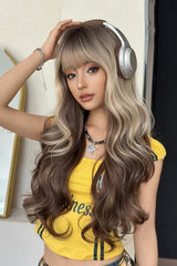 Gold‑Brown Balayage Ombre Y2K Asian Girl Vibe Seamless Sweet Lolita Long Curly Wig - Product - 5
