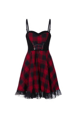 Lattice Plaid Stitching Binding Women's Steam Punk Strap Dress - Product - 9