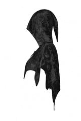Black Skull Printed Front Lace-Up Women's Gothic Velvet Cape with Hood - Product - 17
