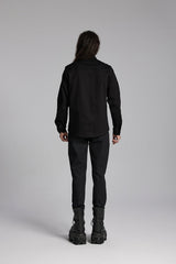 Black Lapel Collar Long Sleeves Zip Mesh Pocket Men's Punk Blouse - Product - 5