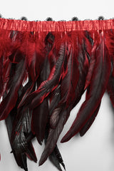 Black/Red Faux Feather Women's Gothic Shoulder Harness - Product - 8