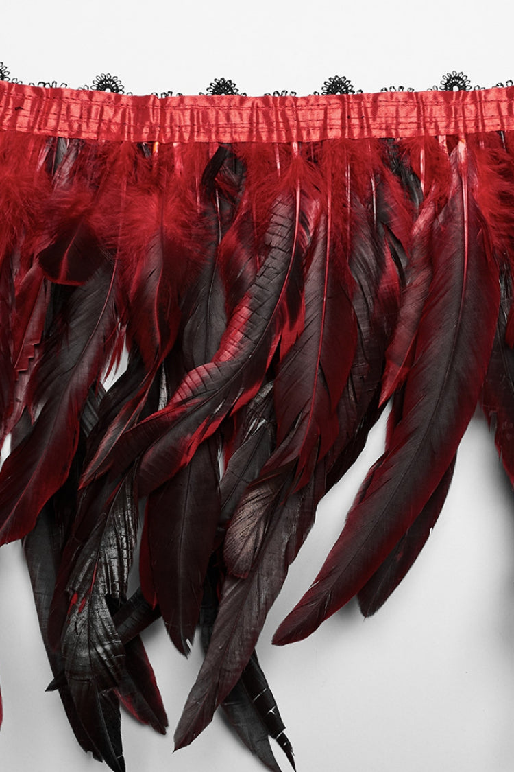 Black/Red Faux Feather Women's Gothic Shoulder Harness - Product - 8