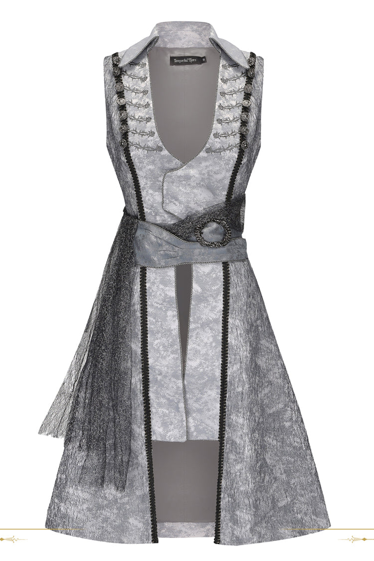 Grey [The Eternal Treasure Route] Sleeveless Vintage Elegant Prince Handsome Ouji Lolita Long Coat - Grey - 1