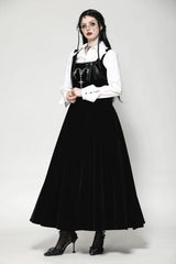 Black Horn Embroidered Lace-Up Women's Gothic Velvet Maxi Dress - Product - 7