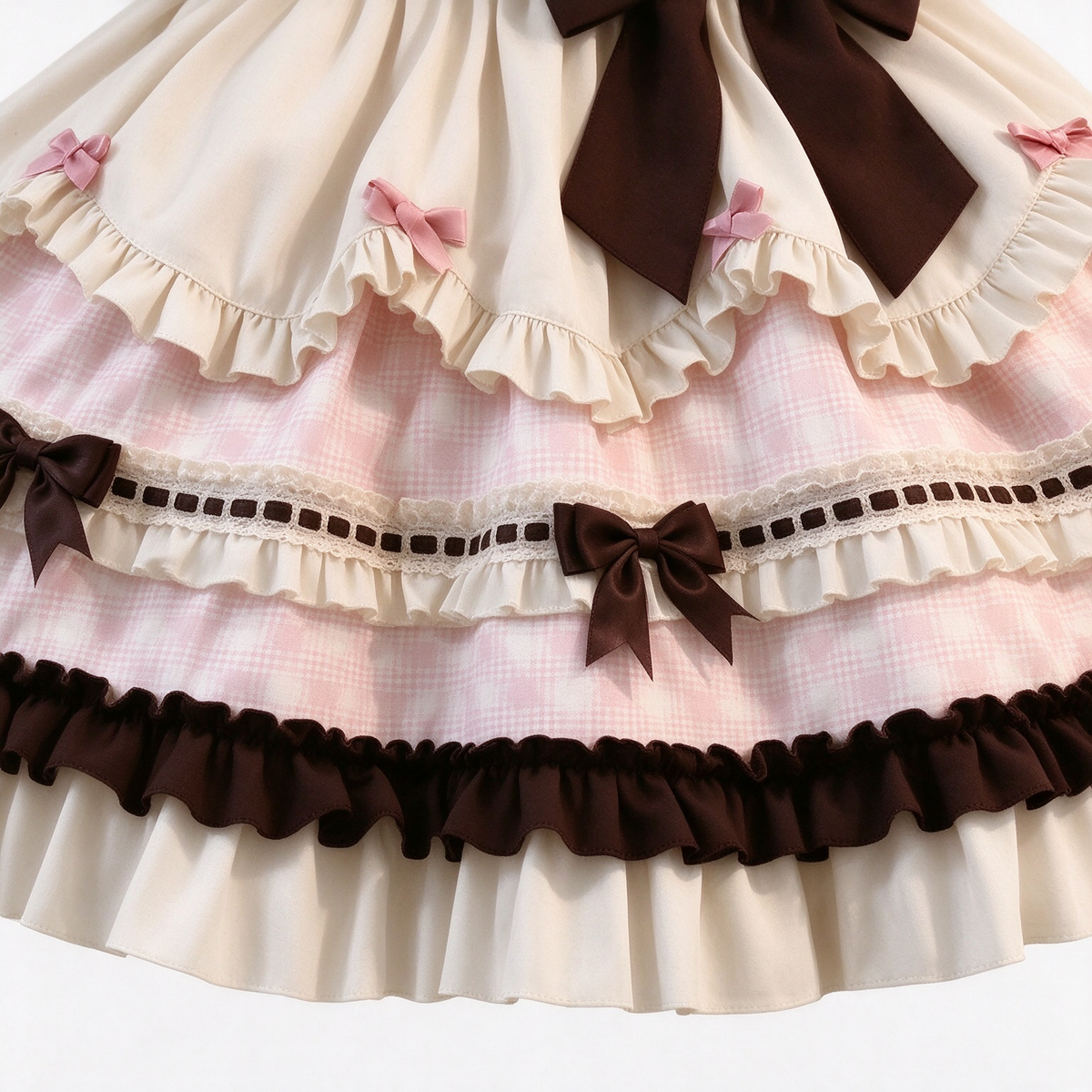Sweet Plaid and White Lace Maid Lolita Dress with Apron - view 10