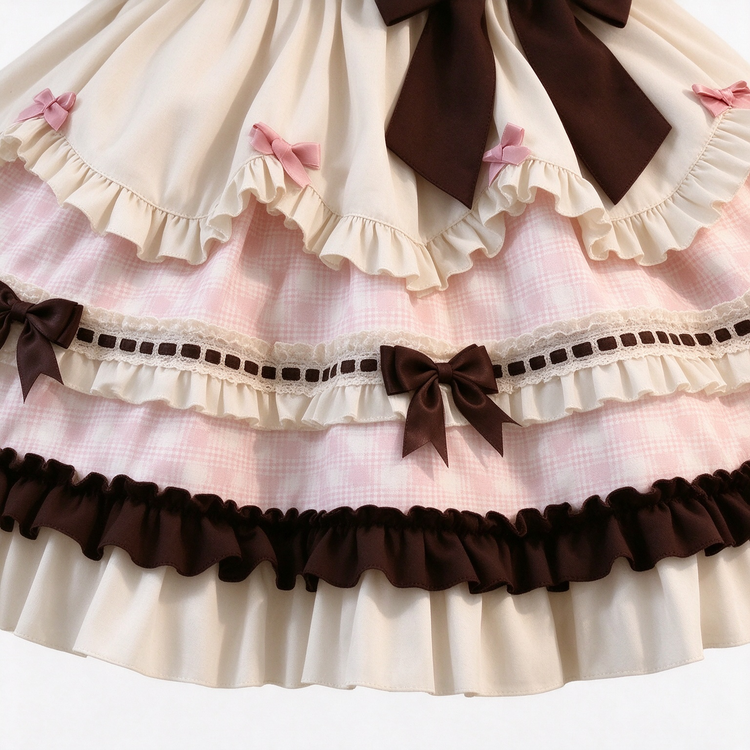 Sweet Plaid and White Lace Maid Lolita Dress with Apron - view 10