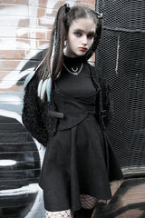 Black Casual Strap Buckle High Waist Women's Steam Punk Dress - Product - 2
