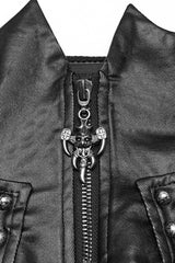 Black Batlike Stitching Zipper Women's Punk Underbust Corset - Product - 5