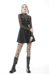 Black Long Sleeves Irregular Sheer Mesh Women's Daily Gothic Top - Product - 8