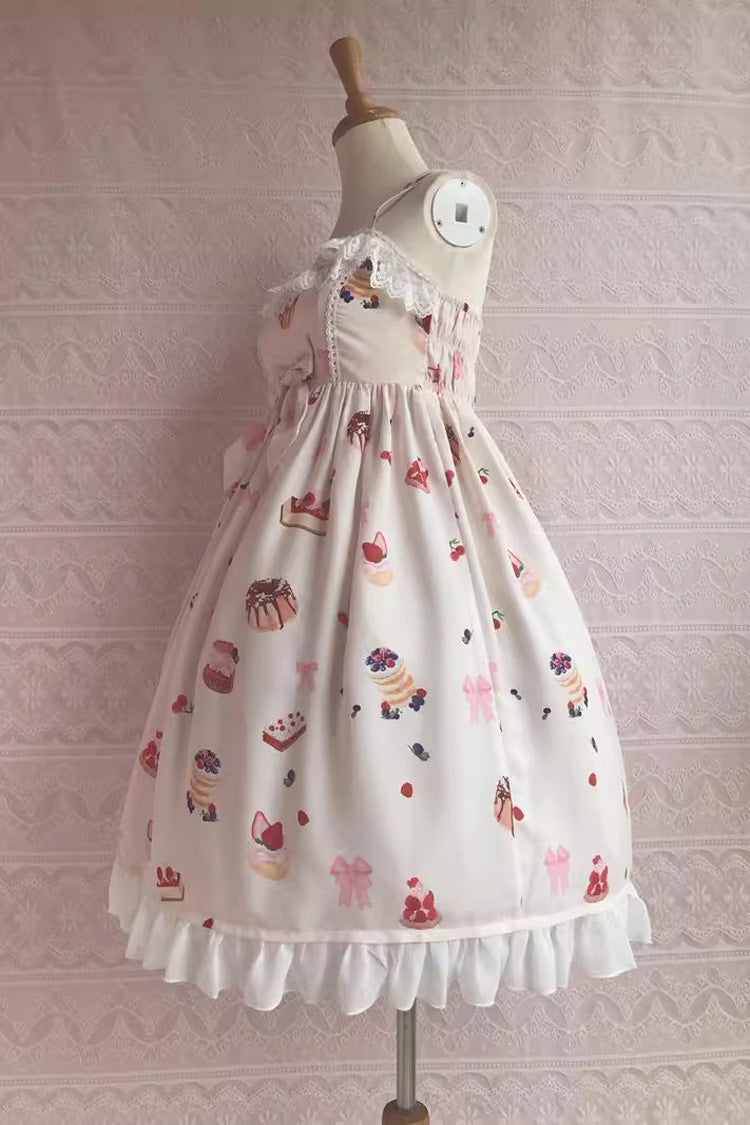 Strawberry Fruit Dessert Print Ruffle Bowknot Lace Sweet Lolita Jsk Dress 5 Colors - Product - 2