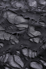 Black High Collar Sleeveless Irregular Asymmetric Lace-Up Eyelet Women's Punk Ripped Tank Top - Product - 16