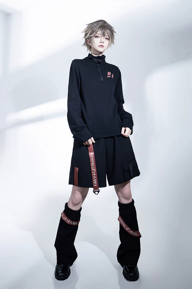 Black [Nameless Blade] Stand Collar Long Sleeves Gothic Prince Ouji Lolita Shorts Set - Product - 9