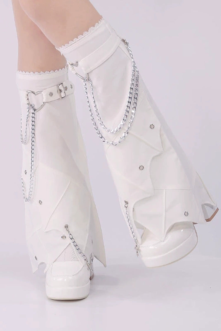 Covenant Cross Irregular Chain Gothic Lolita Leg Warmers 2 Colors - White - 2