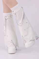 Covenant Cross Irregular Chain Gothic Lolita Leg Warmers 2 Colors - White - 2