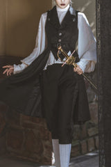 Black Immortal Thorn Endless Daytime Ouji Lolita Long Vest - Black - 1