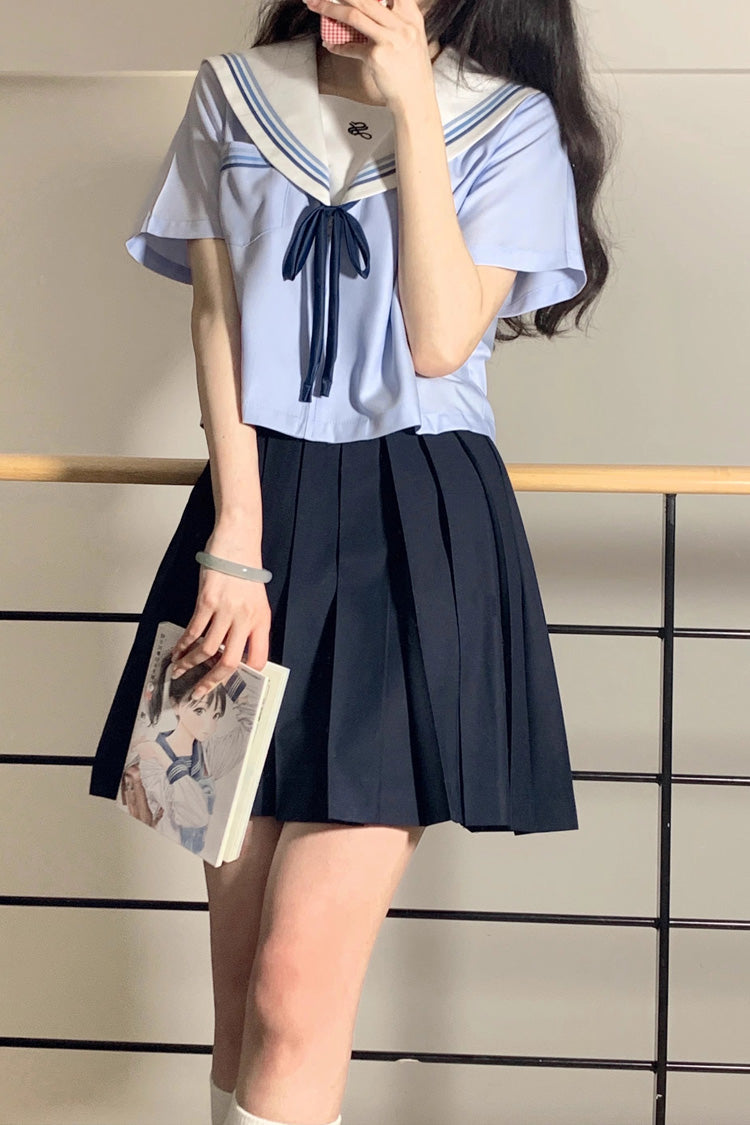 Blue Sailor Sweet Japanese School Pleated Skirt - Product - 4