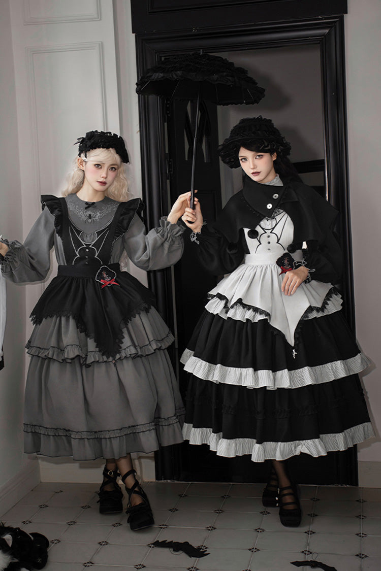 [Castle Night] Long Sleeves Ruffle Embroidery Gothic Lolita Dress 2 Colors - Product - 8