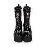 Black Skull Decorative Side Zip Gothic Lolita Boots - Product - 2