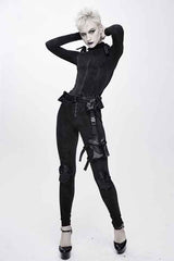 Dark Pattern Punk Stretchy Fitted Womens Pants With Bags - Product - 6