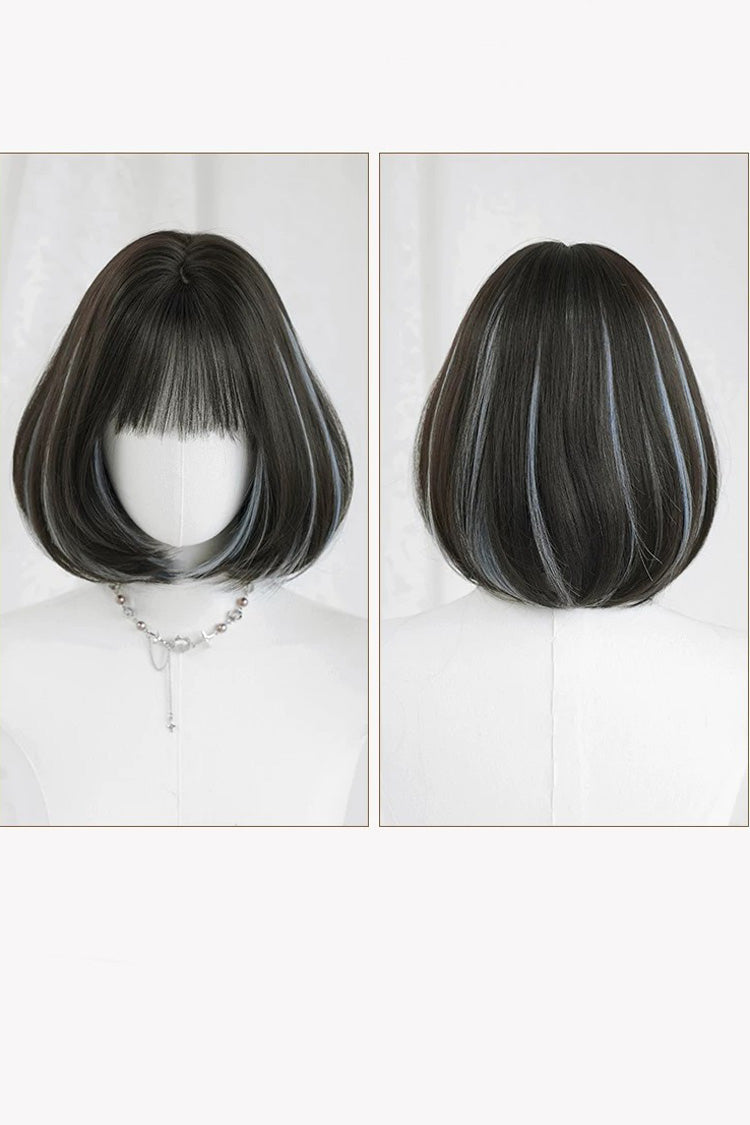 Face-Framing Highlights Layered Short Bob Sweet Lolita Wig 2 Colors - Product - 12