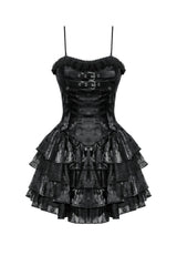 Black Sleeveless Multi-Layered Ruffled Women's Punk Party Slip Dress Graduation Dress - Product - 3
