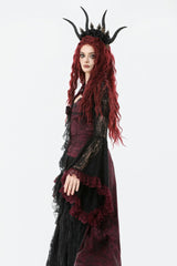 Black/Red Long Puff Flared Sleeves Floral Lace Women's Gothic Cape - Product - 5