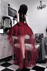 Red Shining Bowknot Irregular Sweet Princess Gorgeous Lolita Jsk Dress (Include Train) - Product - 4