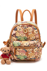 Bear Print College Style Sweet Lolita Backpack 3 Colors - Brown - 1