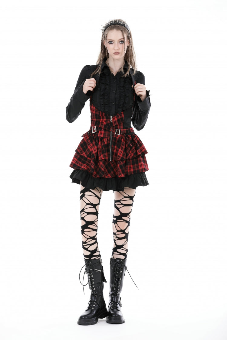Black Turn-down Collar Ruffled Long Sleeves Women's Gothic Blouse - Product - 10
