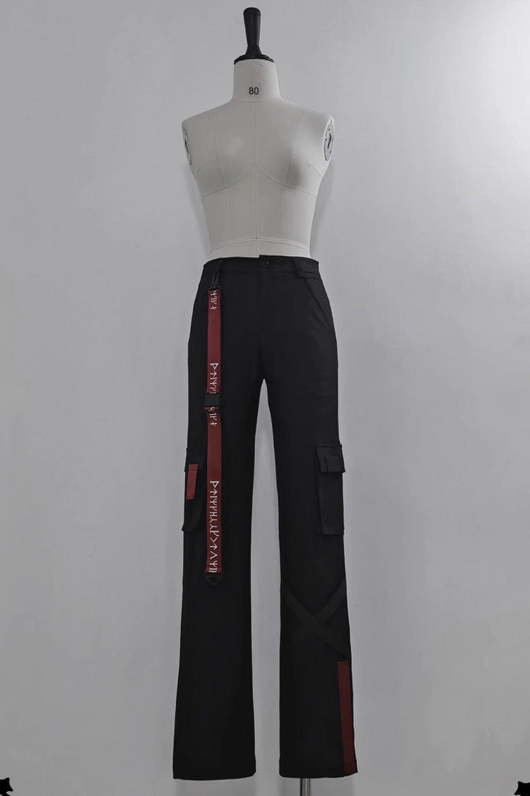 Black Unmarked Blade Gothic Handsome Ouji Lolita Long Pants - Black - 1