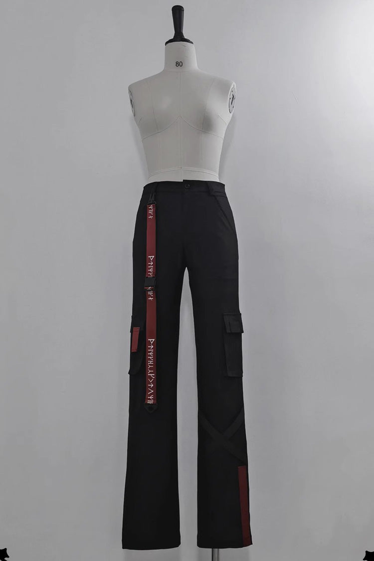 Black Unmarked Blade Gothic Handsome Ouji Lolita Long Pants - Black - 1