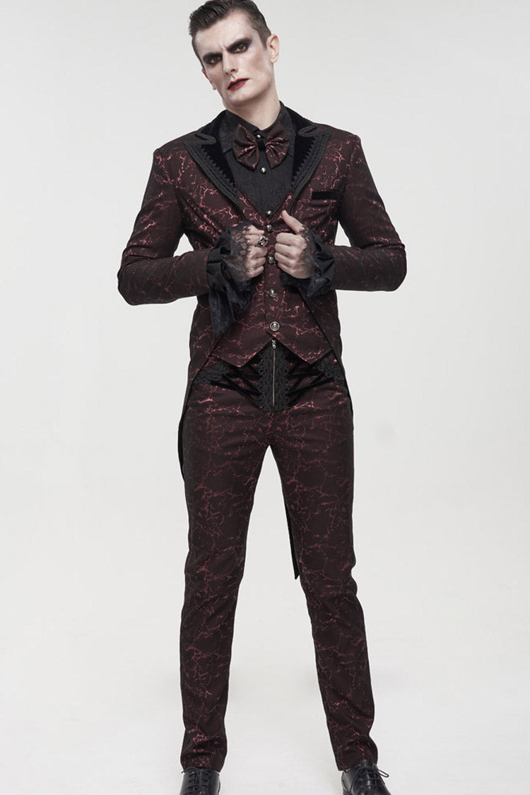 ine Gothic Glossy Pattern Drawstring Lace Decoration Men's Pants - Product - 9