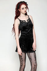 Black Women's Gothic Embossed Velvet Corset Camisole - Product - 6
