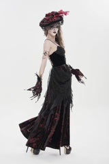 Black/Red Sleeveless Multi-Layered Hanayome Lace Lace-Up Women's Gothic  Wedding Dress Printed Tassels Lace-up Slip Dress - Product - 3