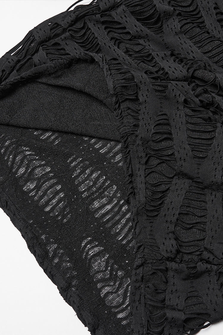 Black Long Batwing Sleeves Ripped Women's Punk Cardigan - Product - 7